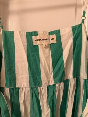Mara Hoffman Emerald and White Vertical-Stripe Sundress